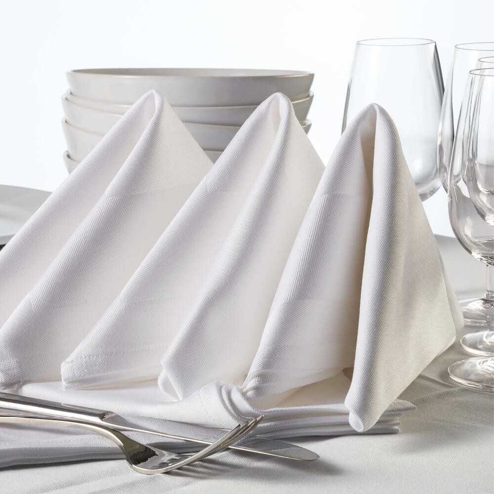 250 Weiße Stoffservietten Aus Vollzwirn-Damast – 40x40 Cm, Mit Atlaskante, Für Gastro, Hotel & Hochzeit