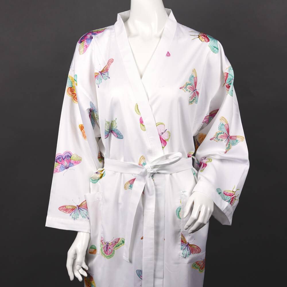 Baumwollsatin BIJOUX Kimono aus